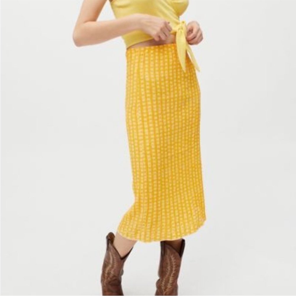Urban Outfitters Yellow Pencil Midi Skirt